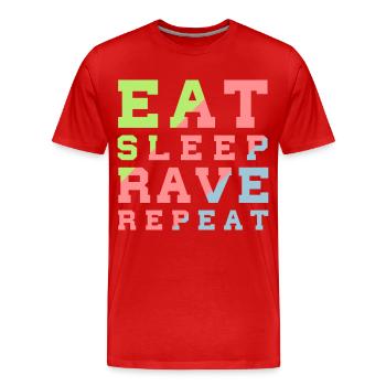 eat sleep rave repeat - T-shirt bio Premium Homme - rouge - Devant - Damien (186cm)