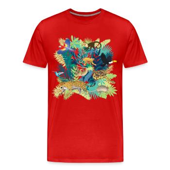 South America Jungle Light - Men's Premium Organic T-Shirt - red - Front - Damien (186cm)