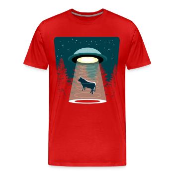 Beware UFO - Men's Premium Organic T-Shirt - red - Front - Damien (186cm)