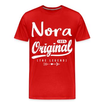 Nora ORIGINAL personalisiertes Hemd Arabischer Name Nora - Männer Premium Bio T-Shirt - Rot - Vorne - Damien (186cm)