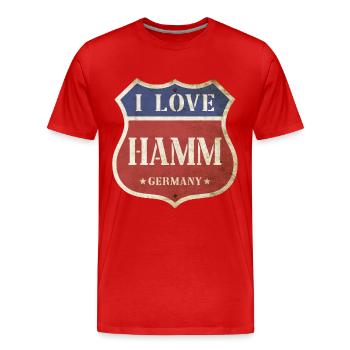 Hamm Deutschland Stadt I Love Vintage Retro - Männer Premium Bio T-Shirt - Rot - Vorne - Damien (186cm)