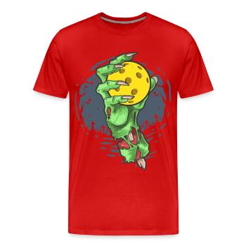 Pickleball Halloween Kostüm Zombie Pickleballer - Männer Premium Bio T-Shirt - Rot - Vorne - Damien (186cm)