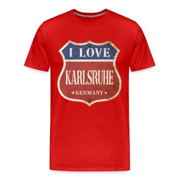 Karlsruhe Deutschland Stadt I Love Vintage Retro - Männer Premium Bio T-Shirt - Rot - Vorne - Damien (186cm)