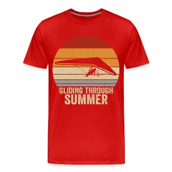 Dragon flying through the summer vintage hang gliders - Men's Premium Organic T-Shirt - red - Front - Damien (186cm)