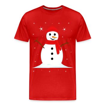 Bonhomme de neige Noël d’hiver - T-shirt bio Premium Homme - rouge - Devant - Damien (186cm)