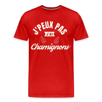 J Peux pas j ai Champignons - T-shirt bio Premium Homme - rouge - Devant - Damien (186cm)