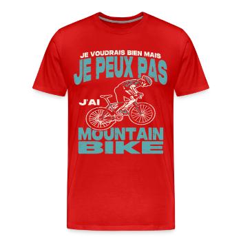 Je peux pas j'ai mountain bike. - T-shirt bio Premium Homme - rouge - Devant - Damien (186cm)