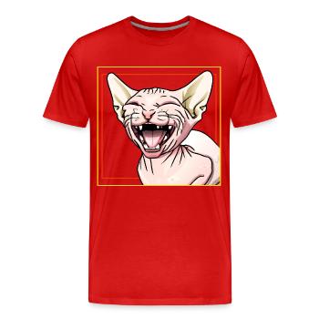 Sphynx-Katze lacht - Männer Premium Bio T-Shirt - Rot - Vorne - Damien (186cm)