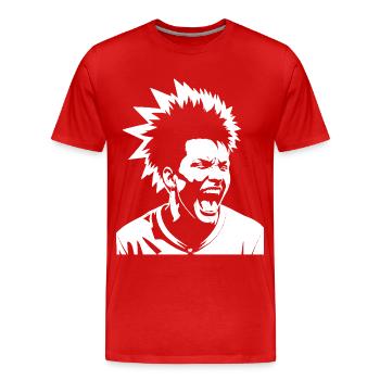 Schreiender Punkrocker mit Mohican Anarchy Punk - Männer Premium Bio T-Shirt - Rot - Vorne - Damien (186cm)