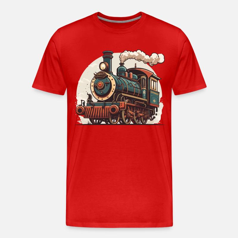 Fahrt mit dem Dampfzug - Männer Premium Bio T-Shirt - Rot