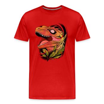 Dino raptor art - T-shirt bio Premium Homme - rouge - Devant - Damien (186cm)