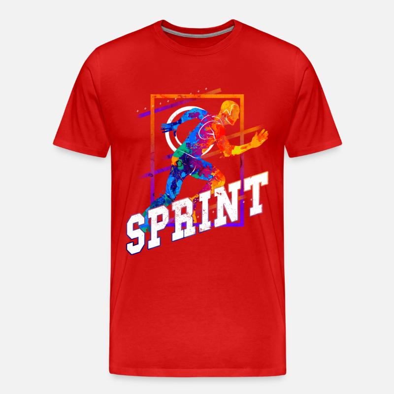 Sprint, Sprinter, Sprint, Lekkoatletyka, Bieganie - Ekologiczna koszulka męska Premium - czerwony