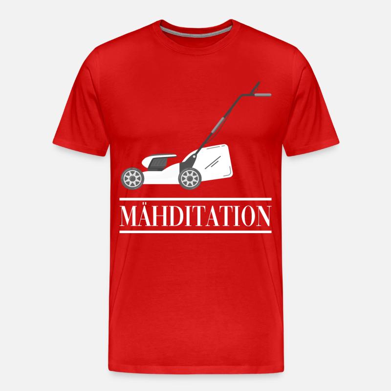 MÄHDITATION Rasenmähen Rasenmäher - Männer Premium Bio T-Shirt - Rot