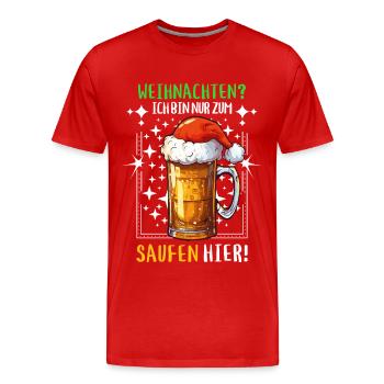 Weihnachten Bier Saufen Alkohol Prost Lustig Humor - Männer Premium Bio T-Shirt - Rot - Vorne - Damien (186cm)