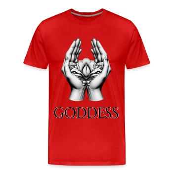 DÉESSE (sous-titre) #016 - T-shirt bio Premium Homme - rouge - Devant - Damien (186cm)