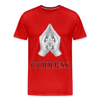 DÉESSE (sous-titre) #057 - T-shirt bio Premium Homme - rouge - Devant - Damien (186cm)