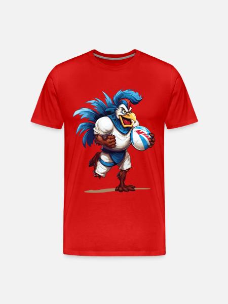 Rugby France Rooster Rugby Ball Player Sports Fan - Men's Premium Organic T-Shirt - red