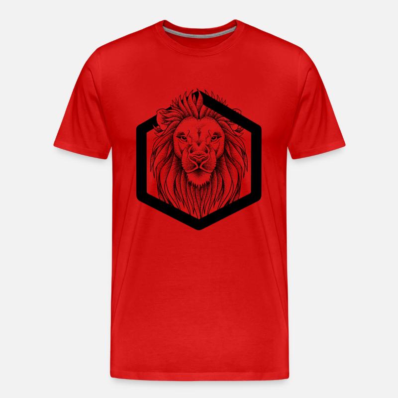 Löwe Dotwork - Männer Premium Bio T-Shirt - Rot