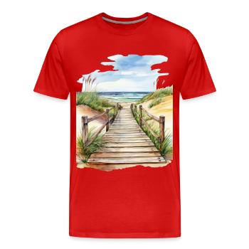 Dünen am Meer - Männer Premium Bio T-Shirt - Rot - Vorne - Damien (186cm)