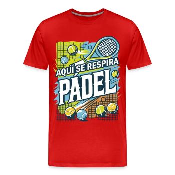 Du atmest PADEL - Männer Premium Bio T-Shirt - Rot - Vorne - Damien (186cm)