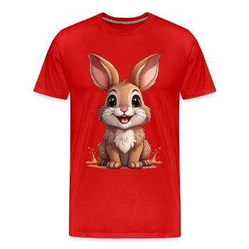 Rabbit or Easter Bunny - Men's Premium Organic T-Shirt - red - Front - Damien (186cm)
