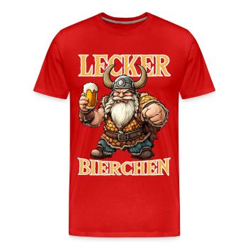 Lecker Bierchen X Wikinger mit Bier lustiges - Männer Premium Bio T-Shirt - Rot - Vorne - Damien (186cm)
