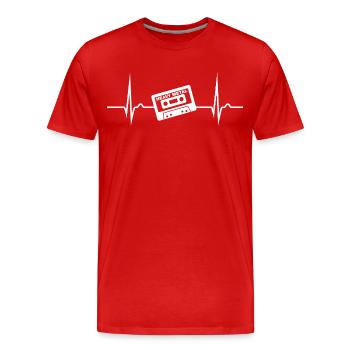 Heavy Metal Cassette ECG - Musique - Nostalgie - T-shirt bio Premium Homme - rouge - Devant - Damien (186cm)