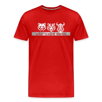 Bär Tiger Mann – Lustiger Bart Spruch Geschenk - Männer Premium Bio T-Shirt - Rot - Vorne - Damien (186cm)