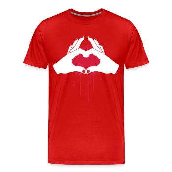 Mains d'amour - T-shirt bio Premium Homme - rouge - Devant - Damien (186cm)