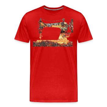 Machine à coudre - T-shirt bio Premium Homme - rouge - Devant - Damien (186cm)