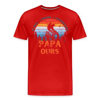 PAPA OURS cadeau papa tshirt papa ours vintage - T-shirt bio Premium Homme - rouge - Devant - Damien (186cm)