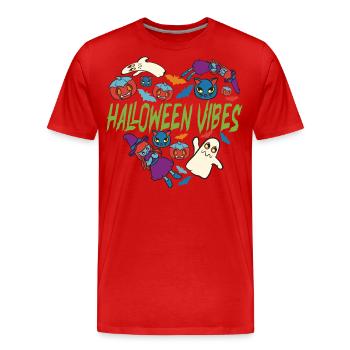 Halloween Costume d’Halloween Vibrations d’Halloween - T-shirt bio Premium Homme - rouge - Devant - Damien (186cm)