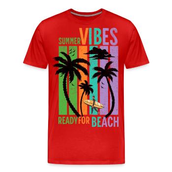 Summer Vibes Ready for Beach - Men's Premium Organic T-Shirt - red - Front - Damien (186cm)