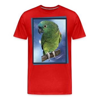 L’amazone à front bleu - T-shirt bio Premium Homme - rouge - Devant - Damien (186cm)