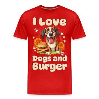 Hund Burger Hamburger Fast Food Hundeliebhaber - Männer Premium Bio T-Shirt - Rot - Vorne - Damien (186cm)