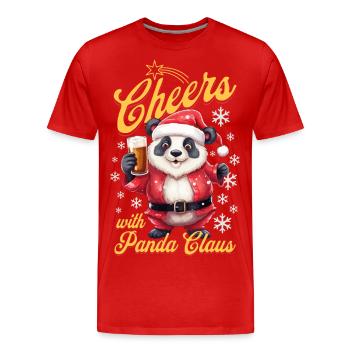Weihnachten Bier Panda Bär Alkohol Prost Lustig - Männer Premium Bio T-Shirt - Rot - Vorne - Damien (186cm)