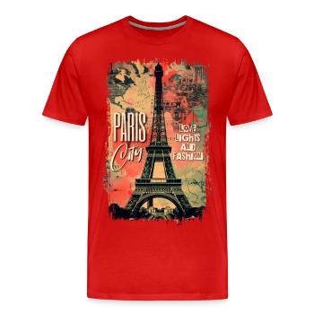 Paris France City Skyline Eiffel Tower Vintage - Men's Premium Organic T-Shirt - red - Front - Damien (186cm)