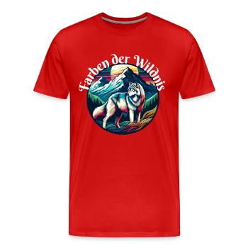Farben der Wildnis Wolf Design - Männer Premium Bio T-Shirt - Rot - Vorne - Damien (186cm)