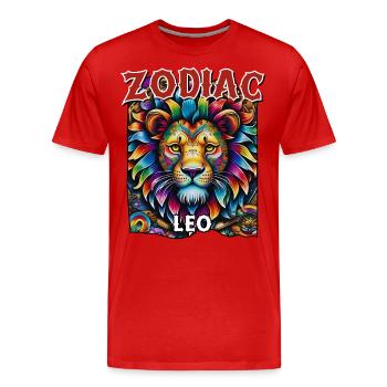 Zodiaque Lion alias signe du zodiaque Lion - T-shirt bio Premium Homme - rouge - Devant - Damien (186cm)