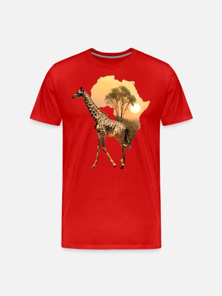 Giraffe - Wildtier - Afrika - Männer Premium Bio T-Shirt - Rot