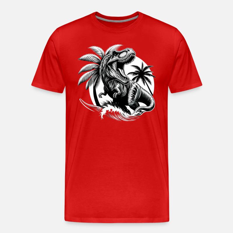 Brüllender T-Rex Dinosaurier Geschenk - Männer Premium Bio T-Shirt - Rot