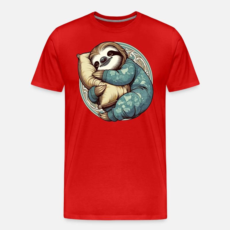 Sloth Sleeping Passion Gift - Men's Premium Organic T-Shirt - red