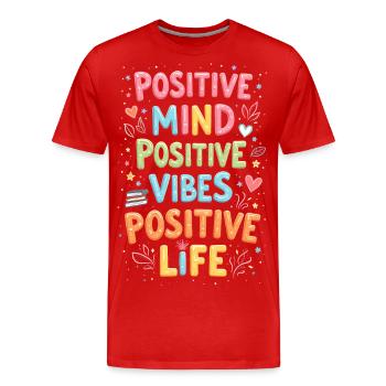 Positivité - T-shirt bio Premium Homme - rouge - Devant - Damien (186cm)