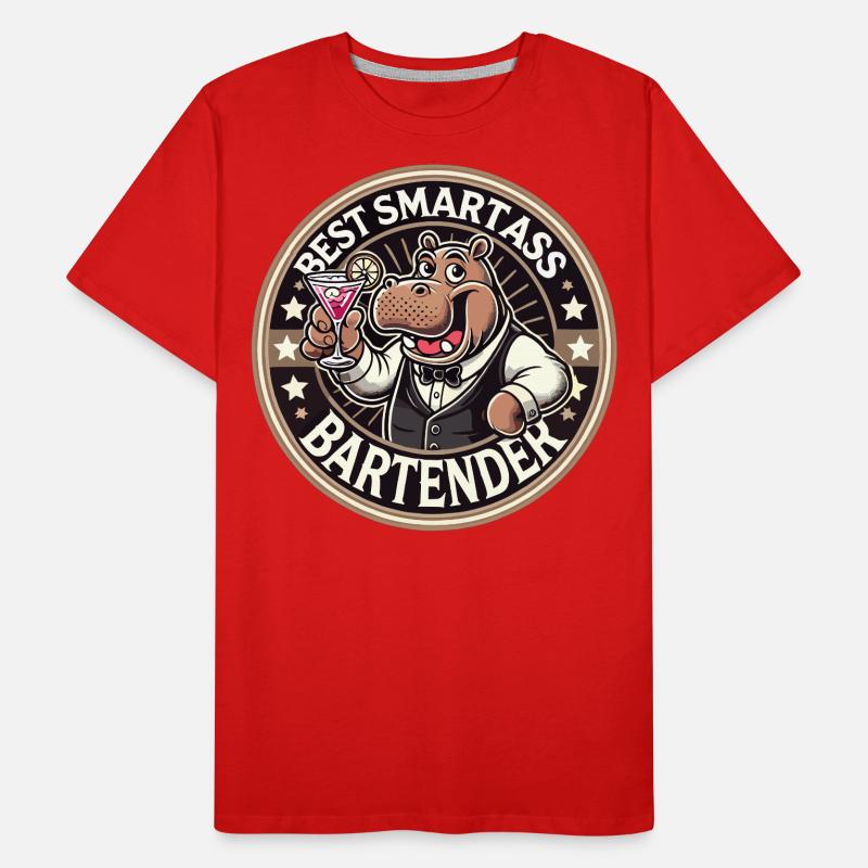 Bartender Barman Hippopotamus Hippopotamus Gift Men's Premium Organic T-Shirt