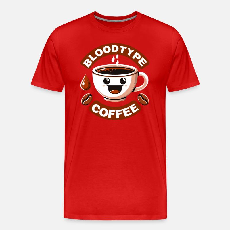 Blutgruppe Kaffee Cartoon Geschenk - Männer Premium Bio T-Shirt - Rot