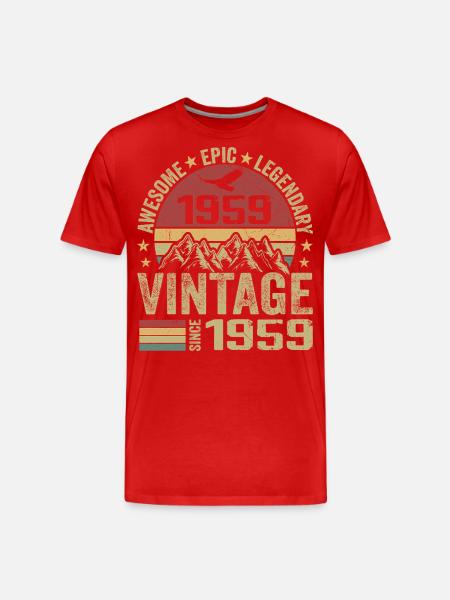 Vintage 1959 Birthday Gift 1959 - Born in 1959 - Men's Premium Organic T-Shirt - red