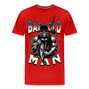 BAD OLD MAN Angler - Men's Premium Organic T-Shirt - red - Front - Damien (186cm)