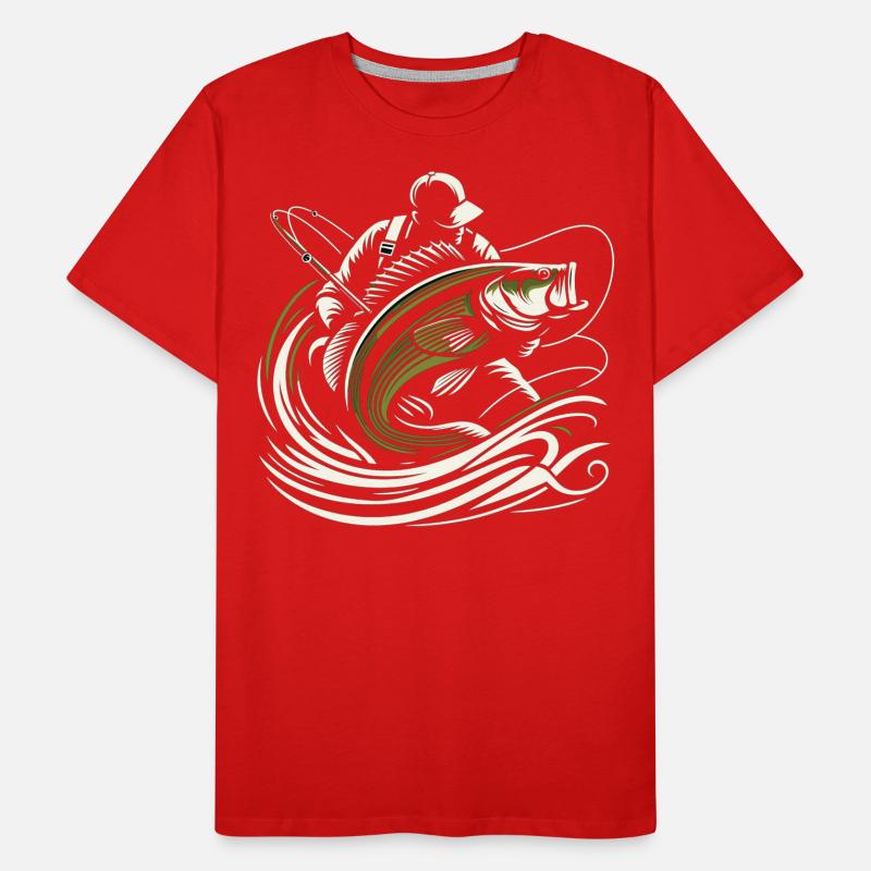Pêche pêcheur perche poisson géant vert olive cadeau T-shirt bio Premium Homme