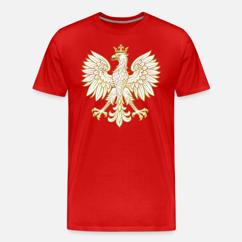 Pologne Polska Aigle drapeau drapeau Cadeau doré - T-shirt bio Premium Homme - rouge