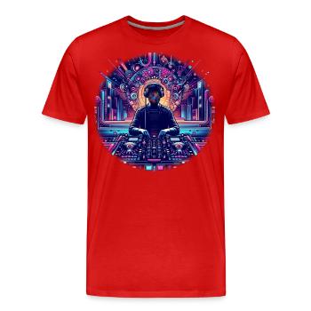 DJ - Männer Premium Bio T-Shirt - Rot - Vorne - Damien (186cm)